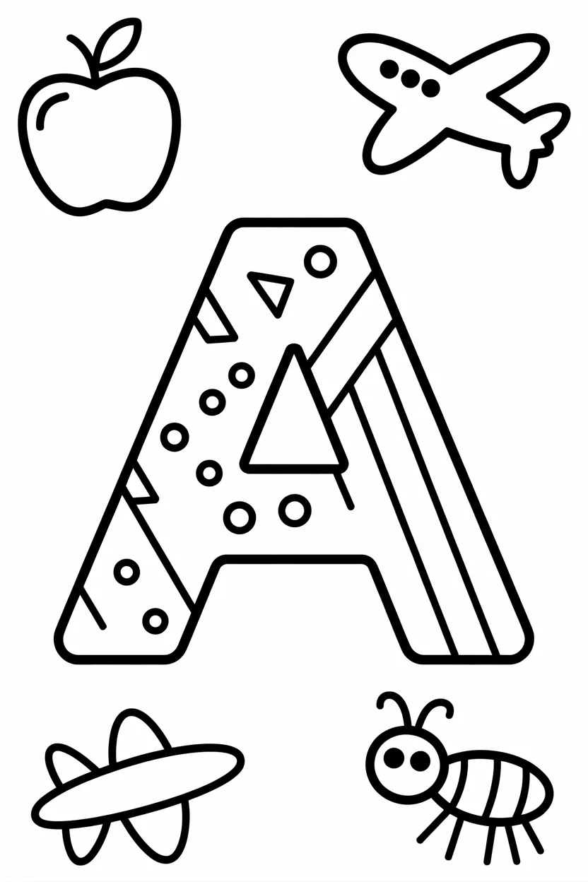 Letter Design 4 - Letter A Coloring Pages Free Printable for Kids - Alphabet