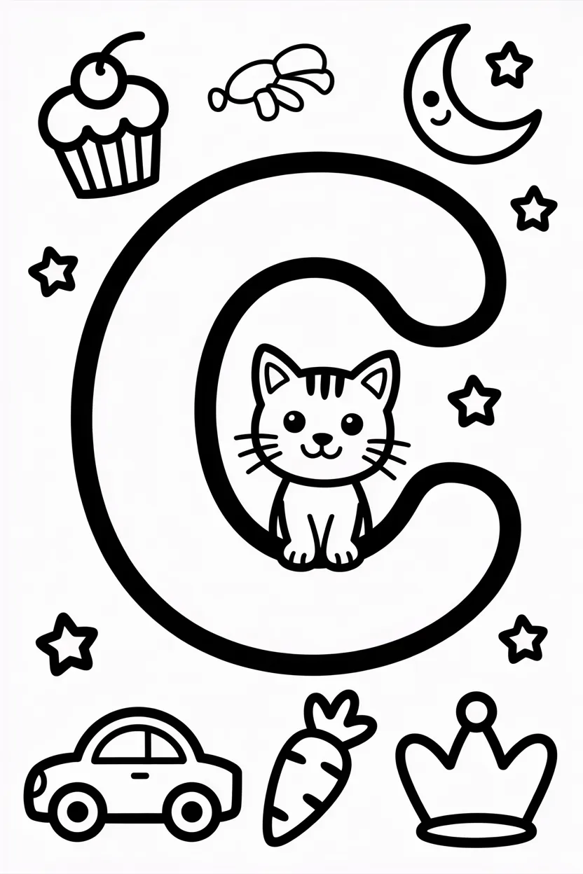 Letter Design 1 - Letter C Coloring Pages Free Printable for Kids