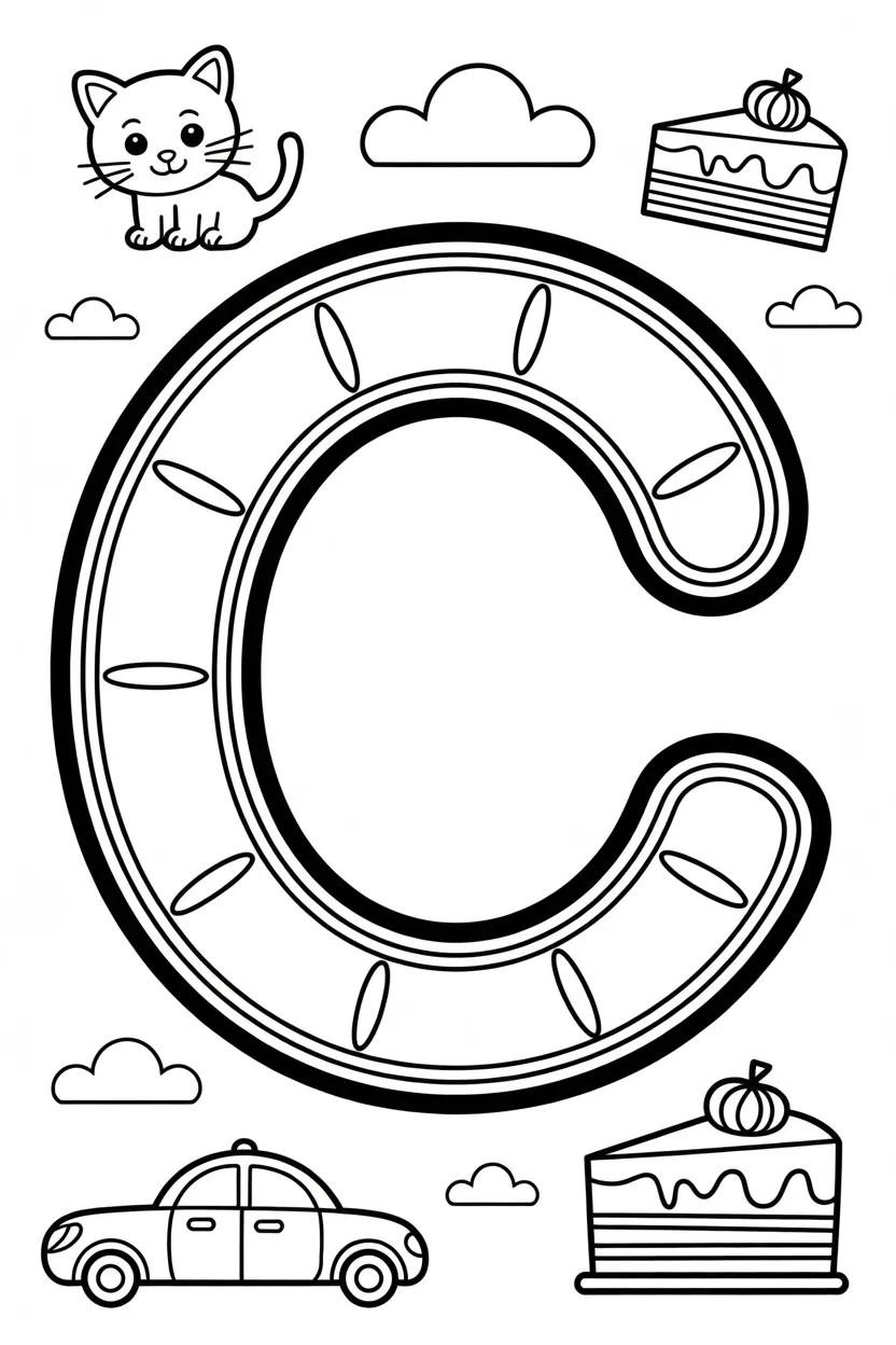 Letter Design 1 - Letter C Coloring Pages Free Printable for Kids (2)