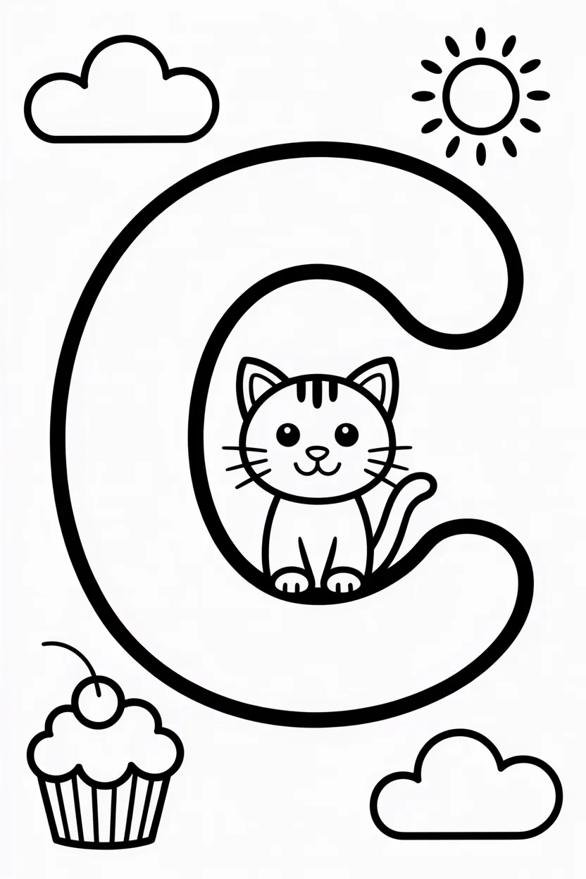 Letter Design 1 - Letter C Coloring Pages Free Printable for Kids (3)