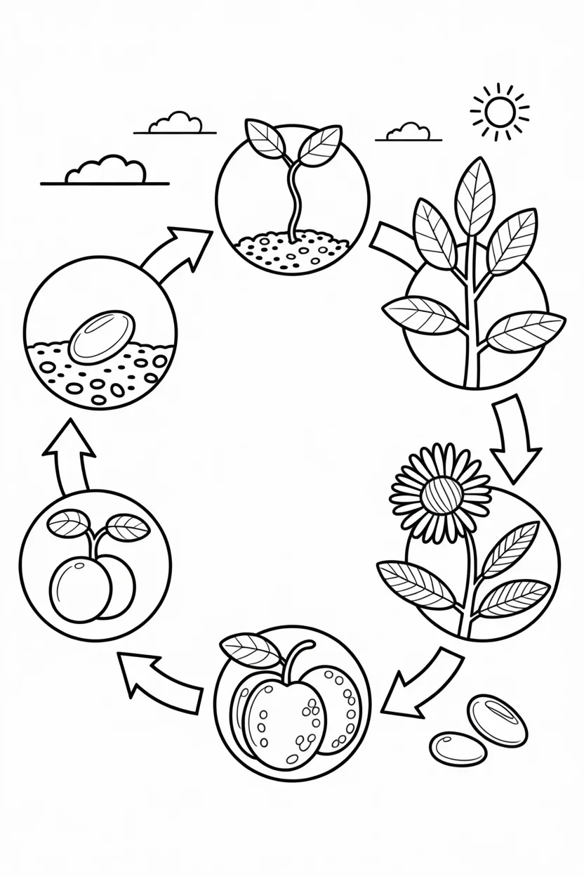Life cycle plant Design 1 - Life Cycle of Plant Coloring Pages Free Printable