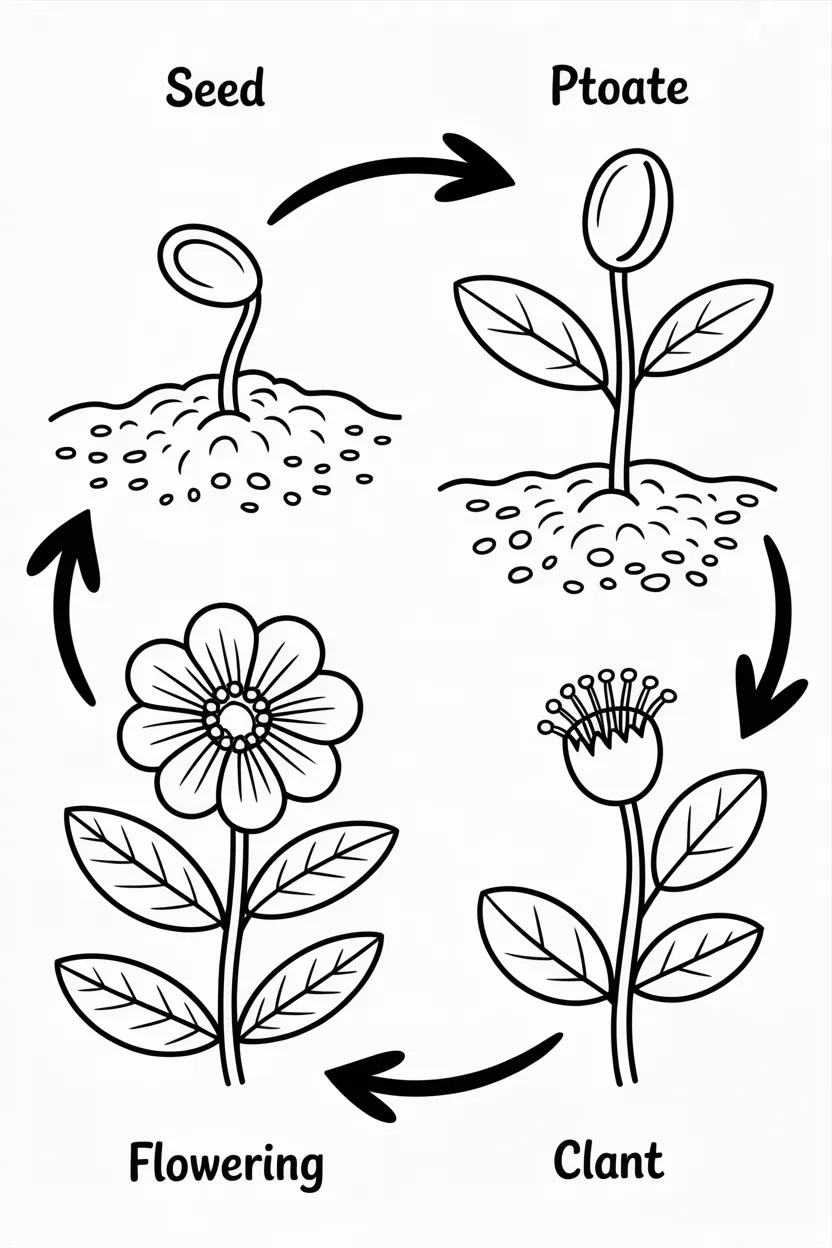 Life cycle plant Design 1 - Life Cycle of Plant Coloring Pages Free Printable (2)