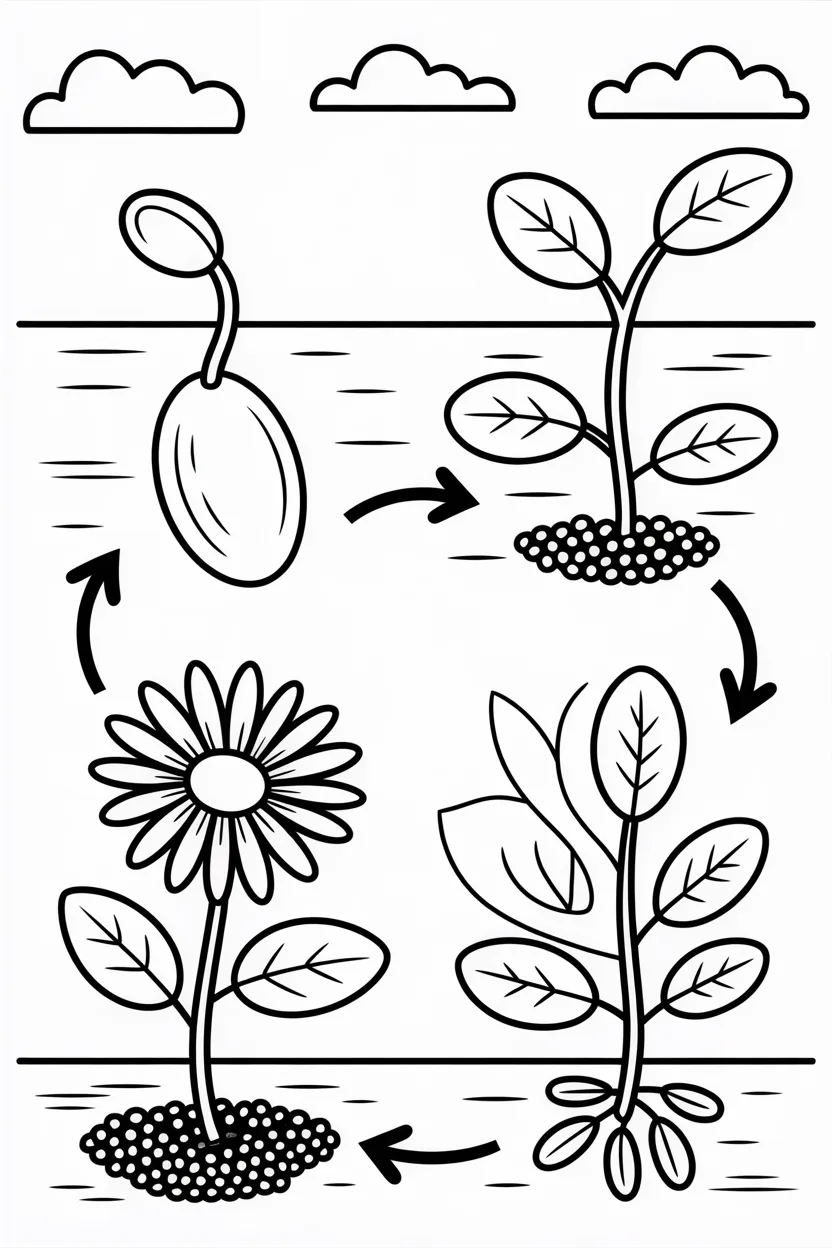 Life cycle plant Design 3 - Life Cycle of Plant Coloring Pages Free Printable