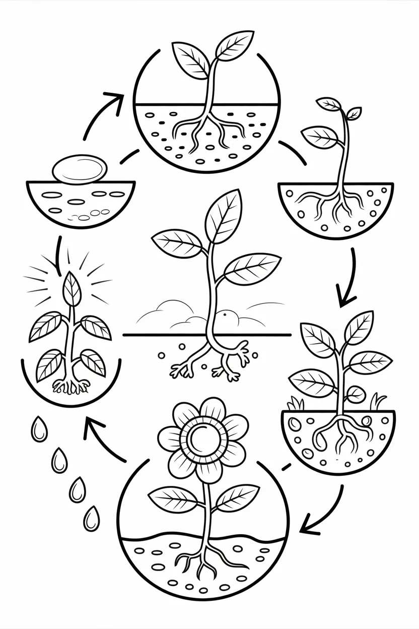 Life cycle plant Design 4 - Life Cycle of Plant Coloring Pages Free Printable