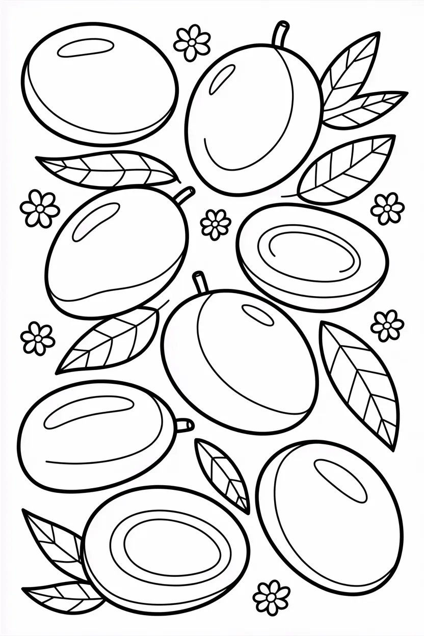 Mango Design 2 - Mango Coloring Pages Free Printable for Kids - Tropical