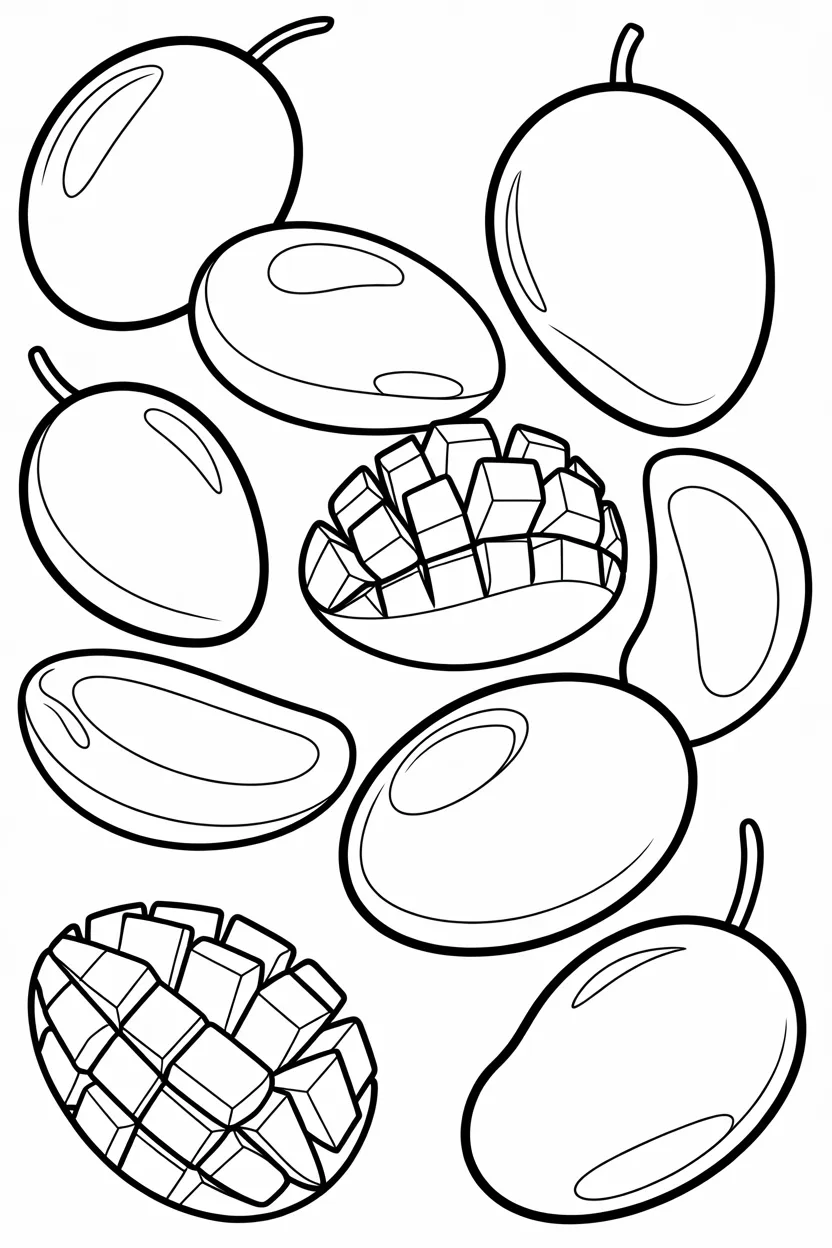 Mango Design 4 - Mango Coloring Pages Free Printable for Kids - Tropical