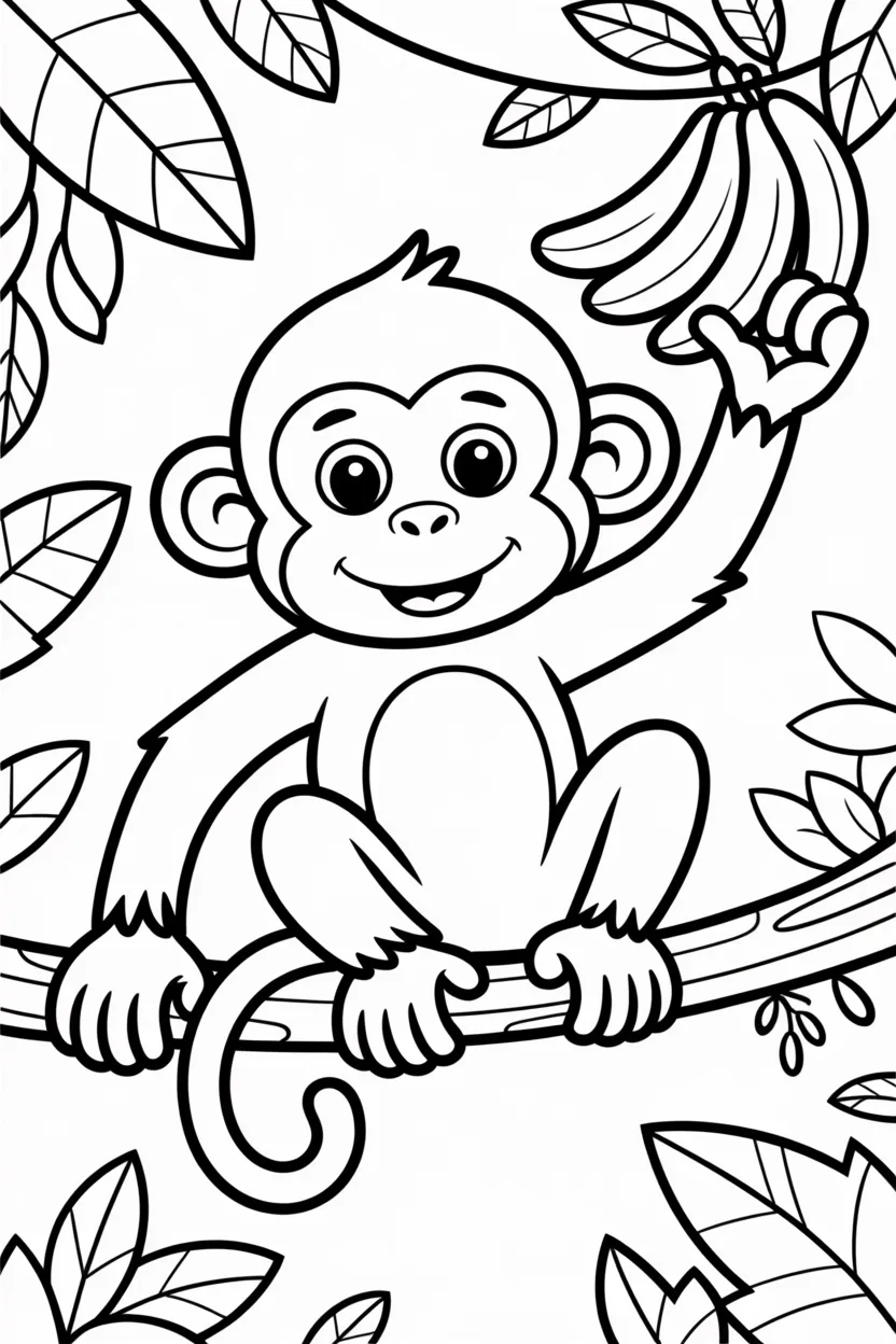 Monkey Design 1 - Monkey Coloring Pages Free Printable