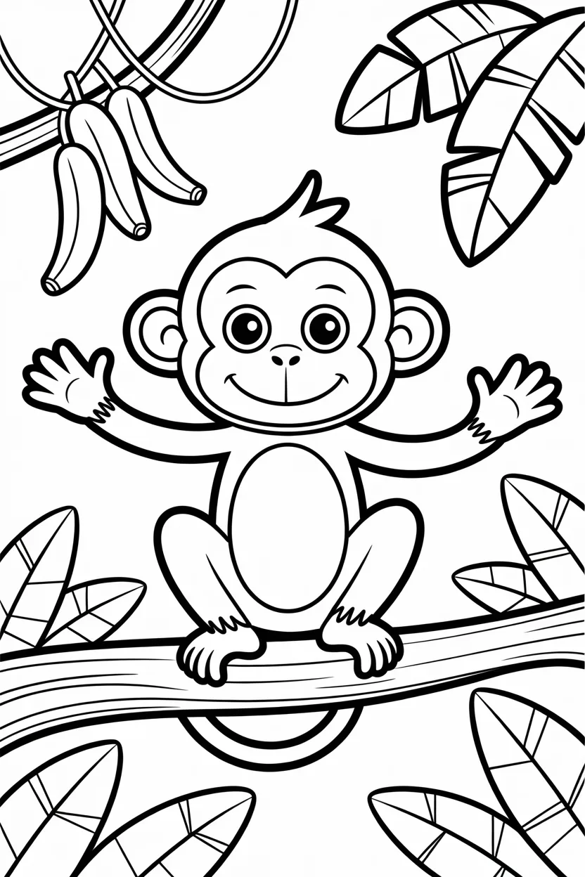 Monkey Design 2 - Monkey Coloring Pages Free Printable