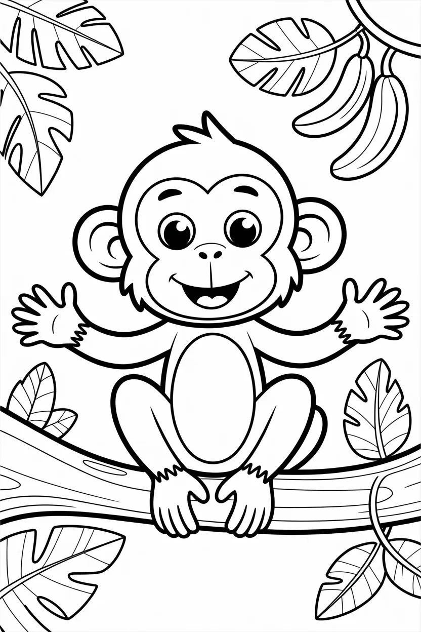 Monkey Design 4 - Monkey Coloring Pages Free Printable