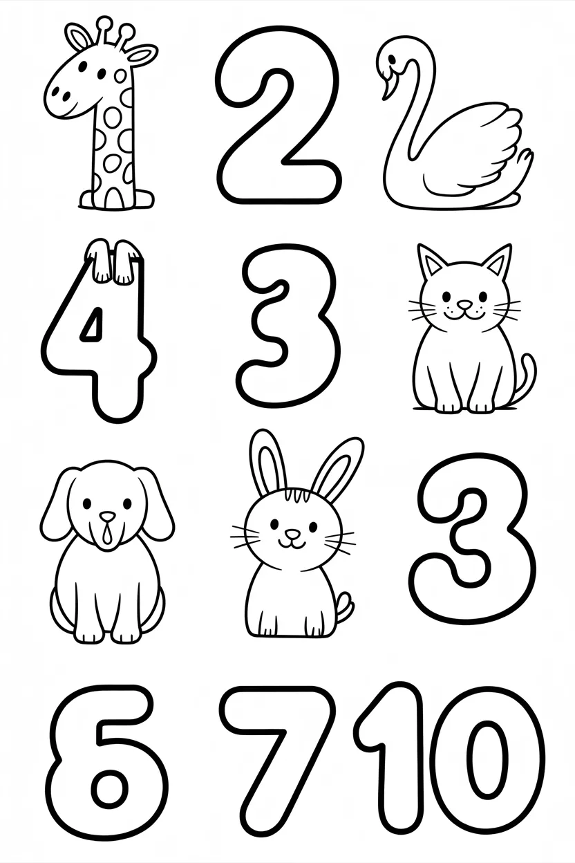 Numbers Design 1 - Numbers Coloring Pages Free Printable for Kids