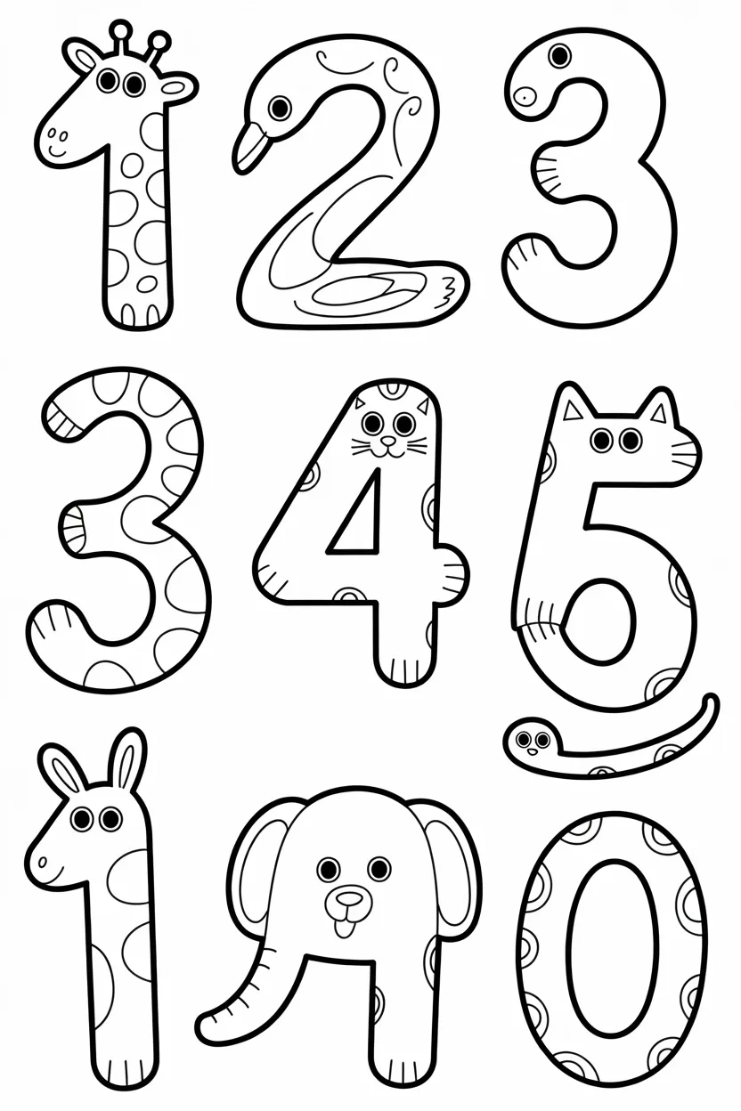 Numbers Design 2 - Numbers Coloring Pages Free Printable for Kids