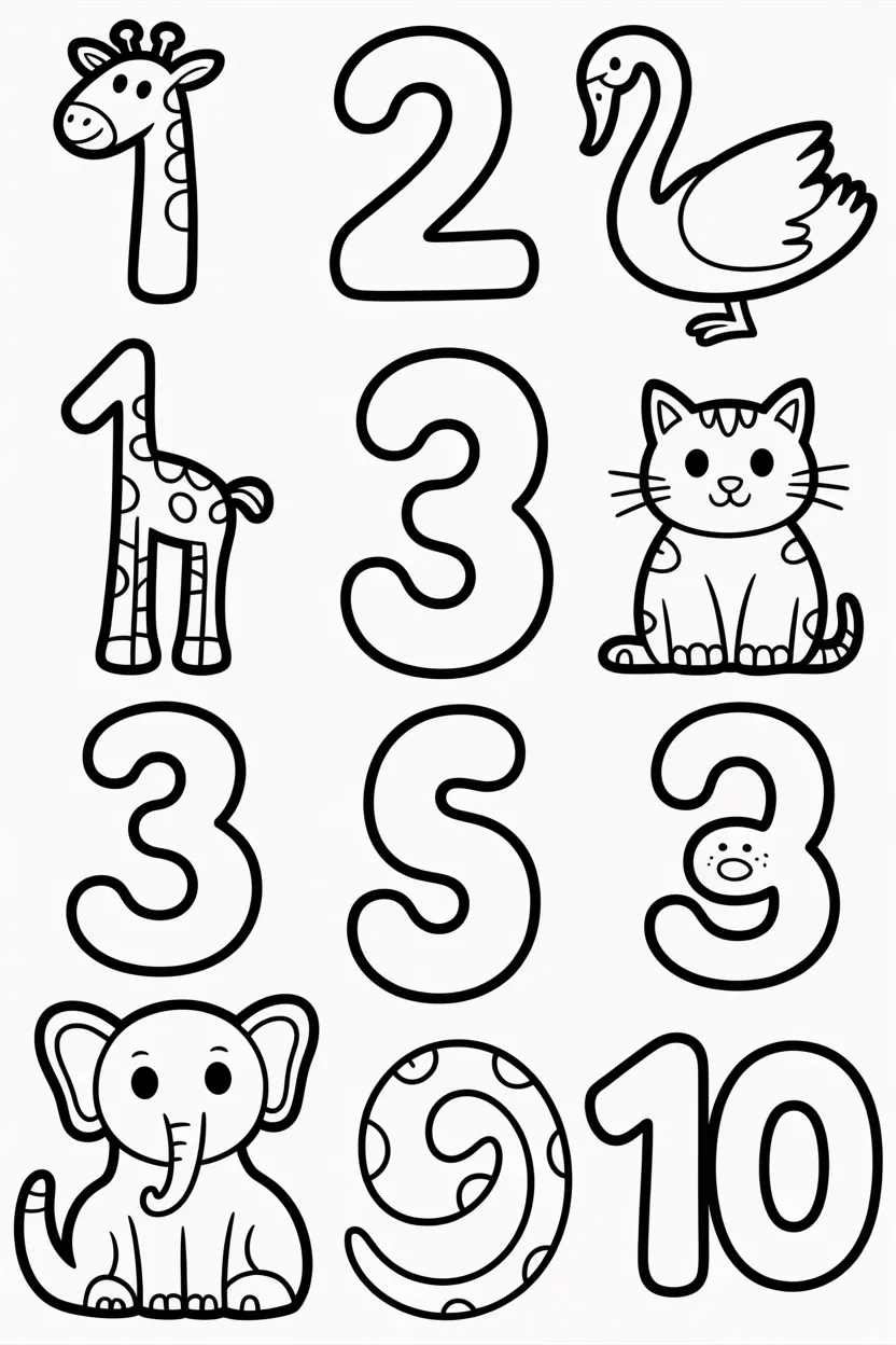 Numbers Design 3 - Numbers Coloring Pages Free Printable for Kids