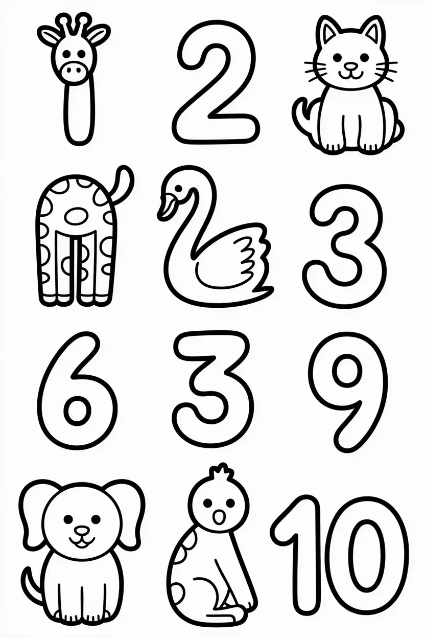 Numbers Design 4 - Numbers Coloring Pages Free Printable for Kids