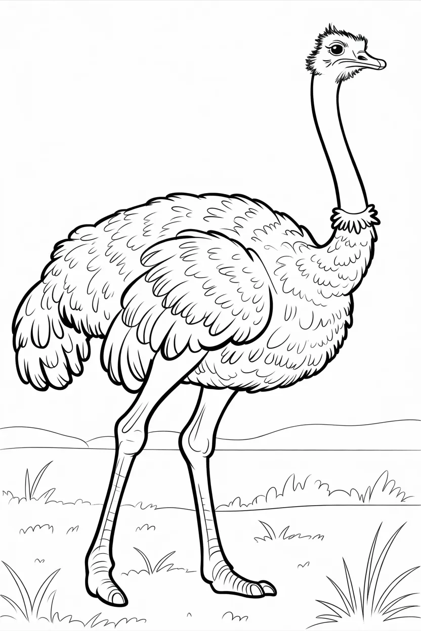 Ostrich Design 4 - Ostrich Coloring Pages Free Printable for Kids - Cute Bird