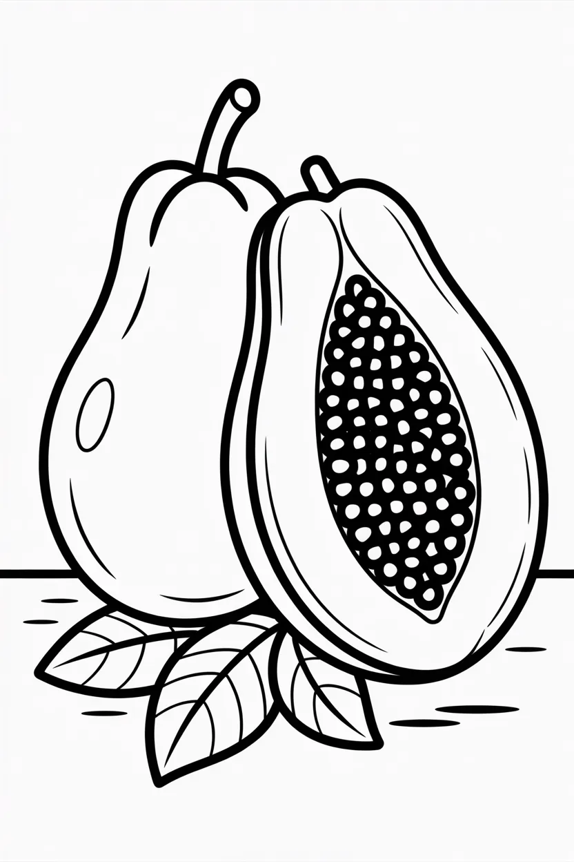 Papaya Design 1 - Papaya Coloring Pages Free Printable