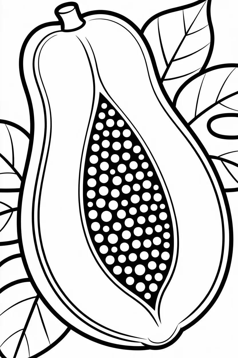 Papaya Design 2 - Papaya Coloring Pages Free Printable for Kids - Tropical