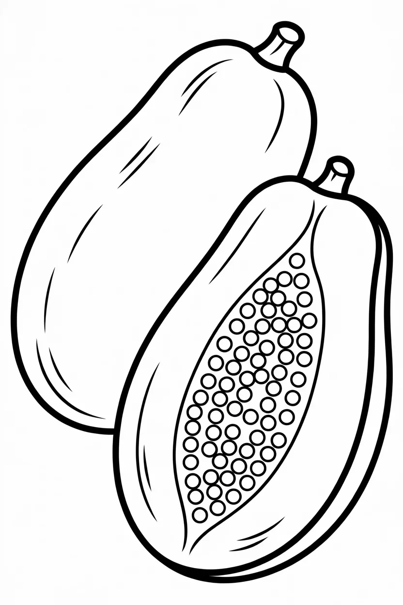 Papaya Design 4 - Papaya Coloring Pages Free Printable for Kids - Tropical