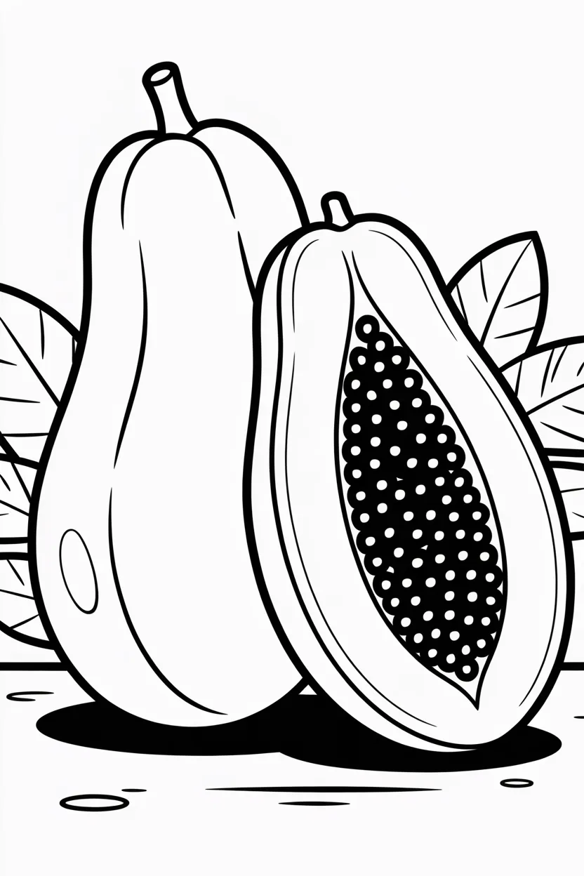 Papaya Design 2 - Papaya Coloring Pages Free Printable
