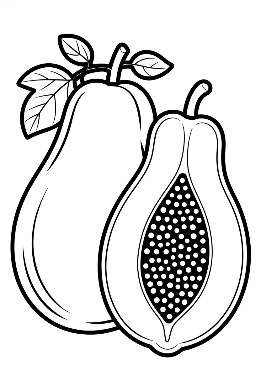 Papaya Design 3 - Papaya Coloring Pages Free Printable