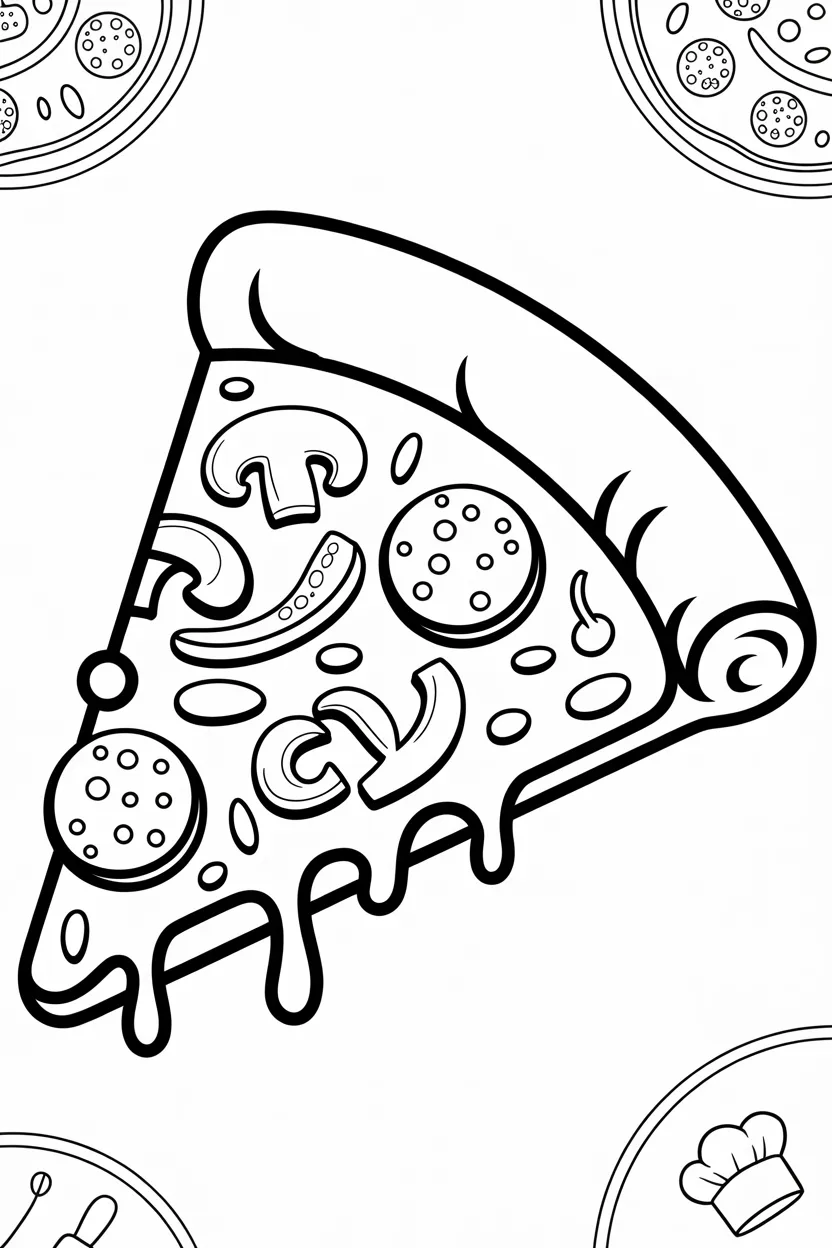 Pizza Design 1 - Pizza Coloring Pages Free Printable for Kids, Preschoolers