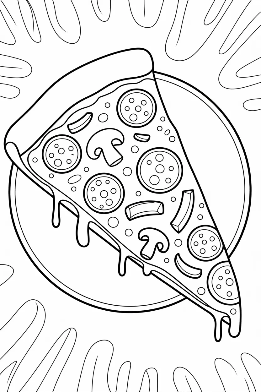 Pizza Design 2 - Pizza Coloring Pages Free Printable for Kids, Preschoolers
