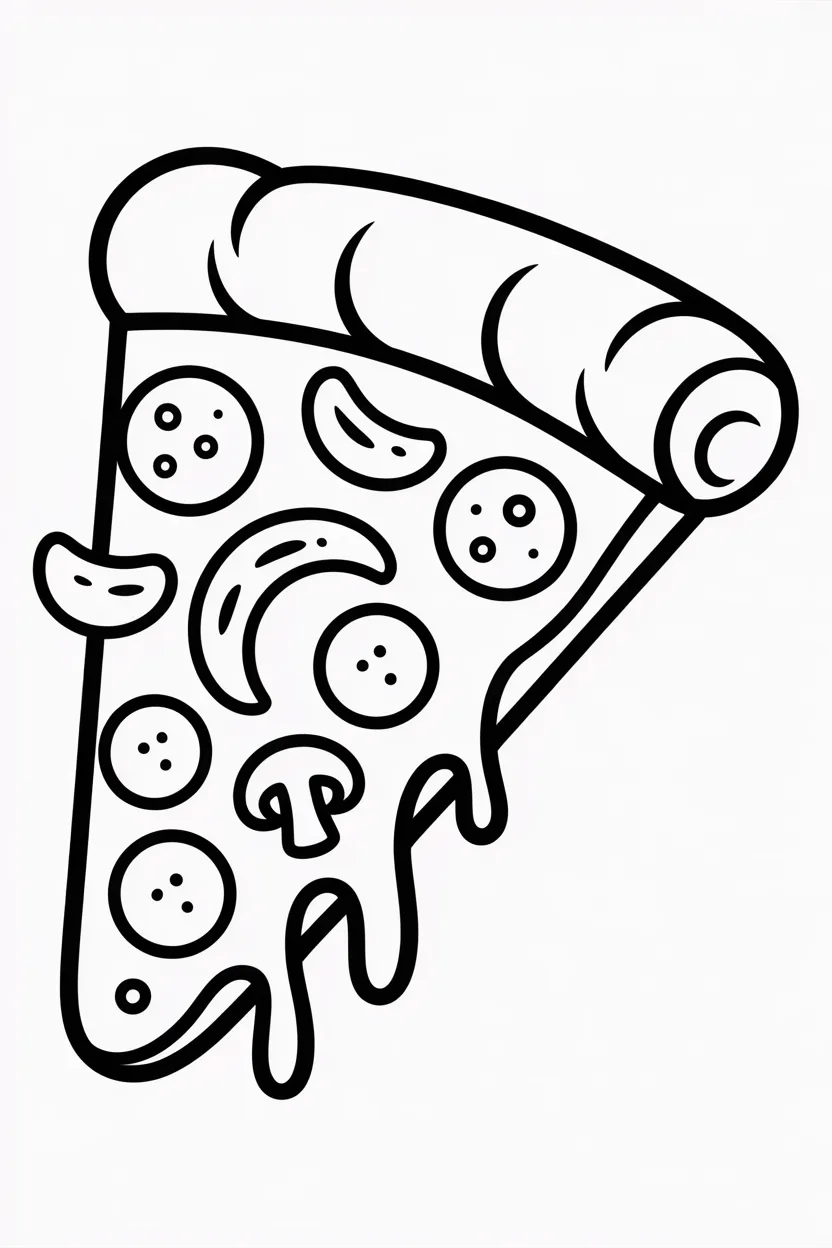 Pizza Design 3 - Pizza Coloring Pages Free Printable for Kids, Preschoolers