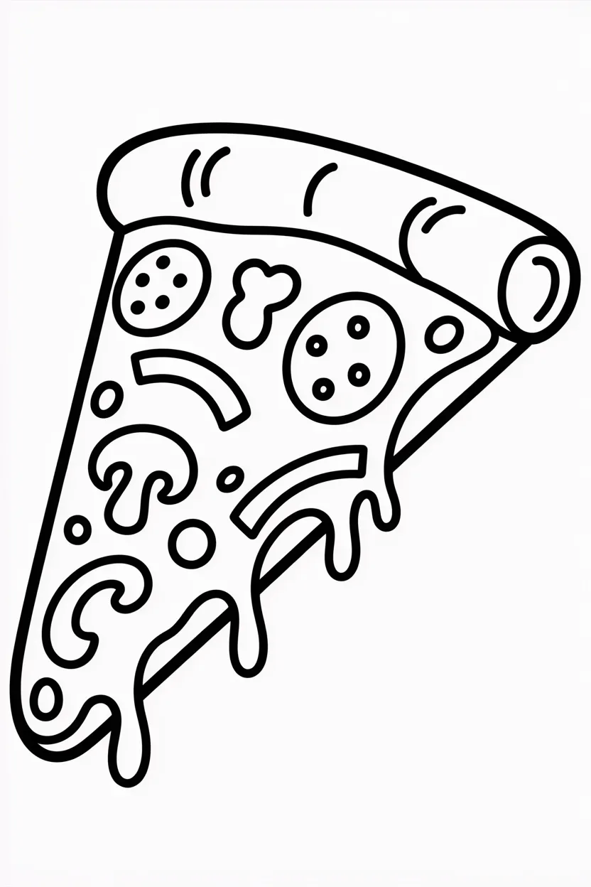 Pizza Design 4 - Pizza Coloring Pages Free Printable for Kids, Preschoolers