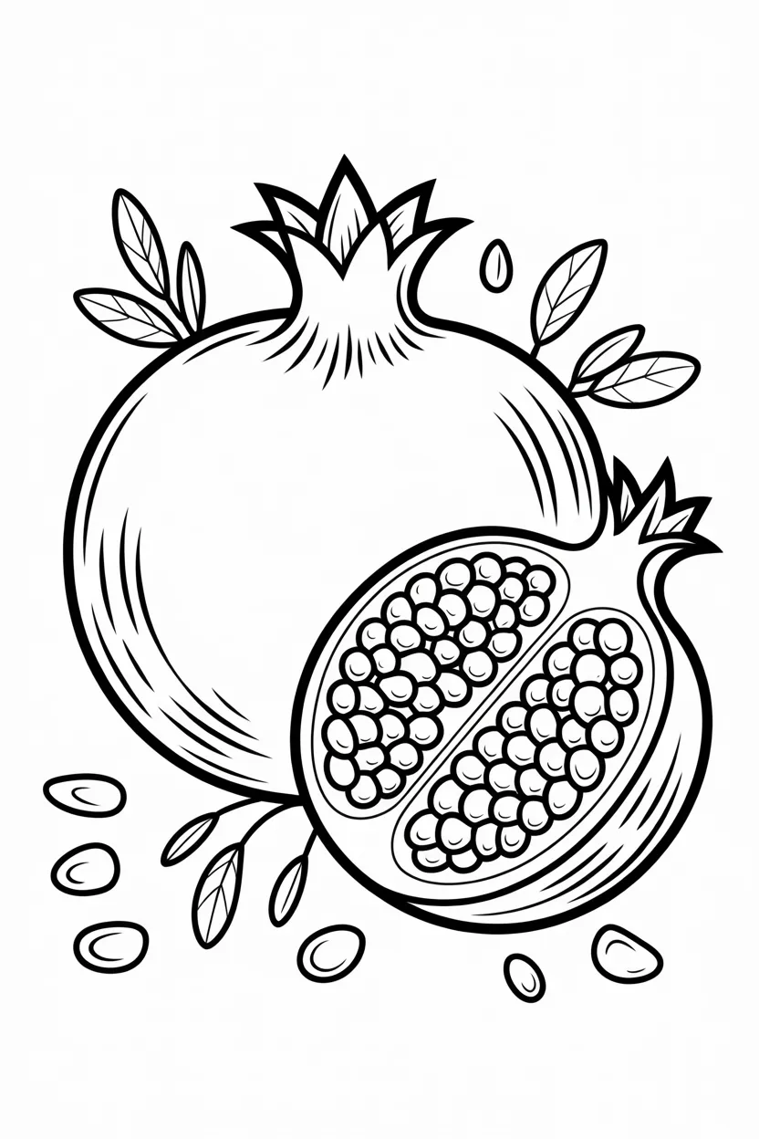 Pomegranate Design 1 - Pomegranate Coloring Pages Free Printable for Kids