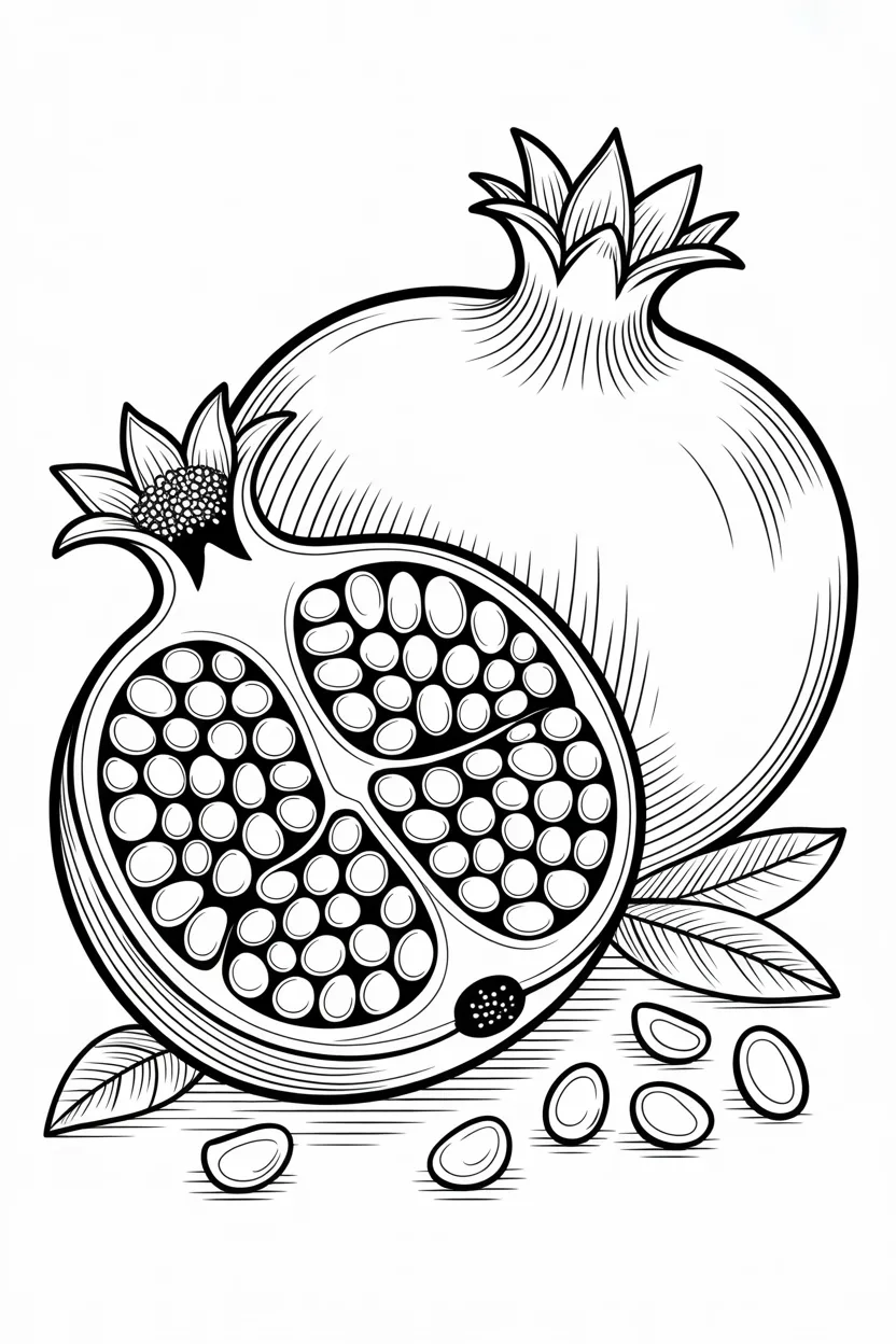 Pomegranate Design 2 - Pomegranate Coloring Pages Free Printable for Kids
