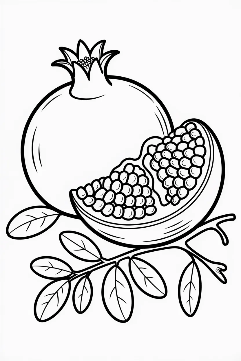 Pomegranate Design 3 - Pomegranate Coloring Pages Free Printable for Kids