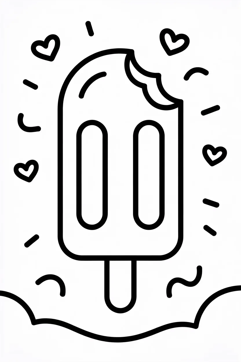 Popsicles Design 1 - Popsicles Coloring Pages Free Printable for Kids - Sweet