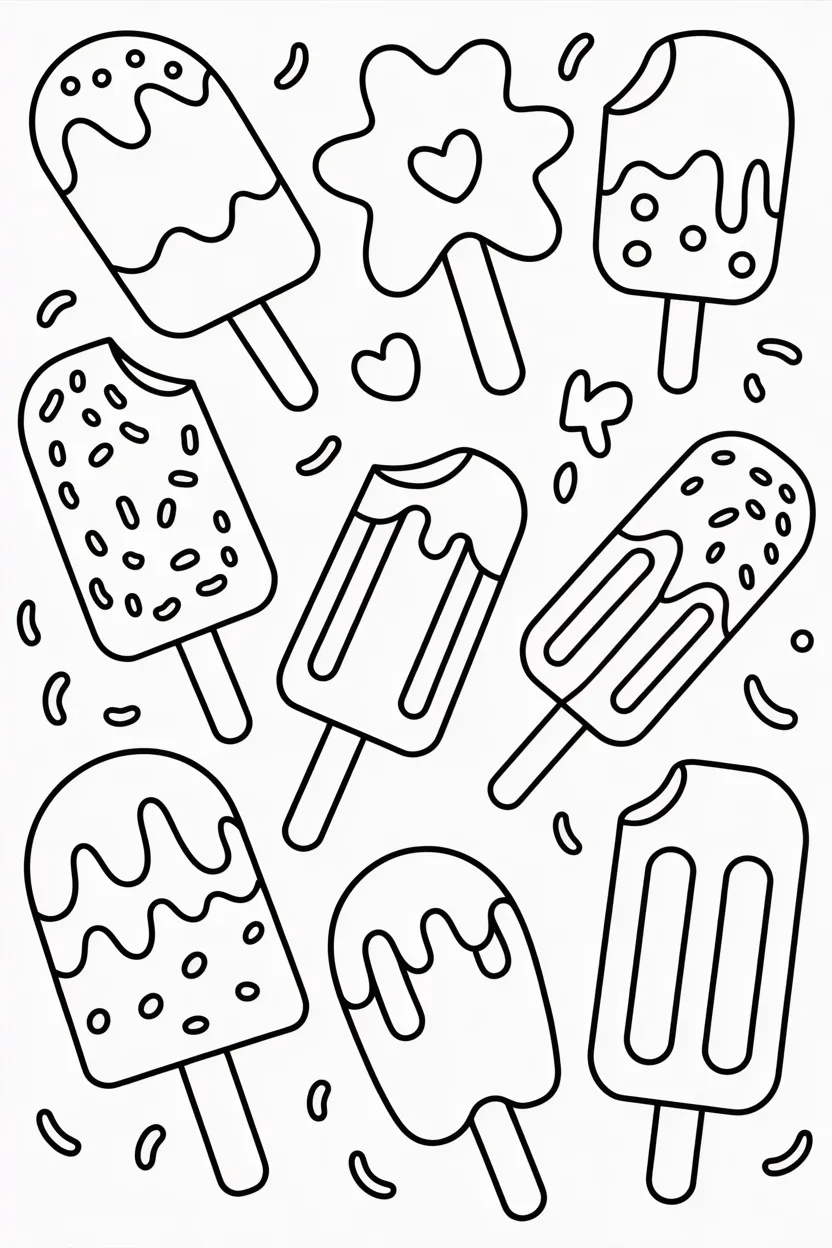 Popsicles Design 1 - Popsicles Coloring Pages Free Printable for Kids