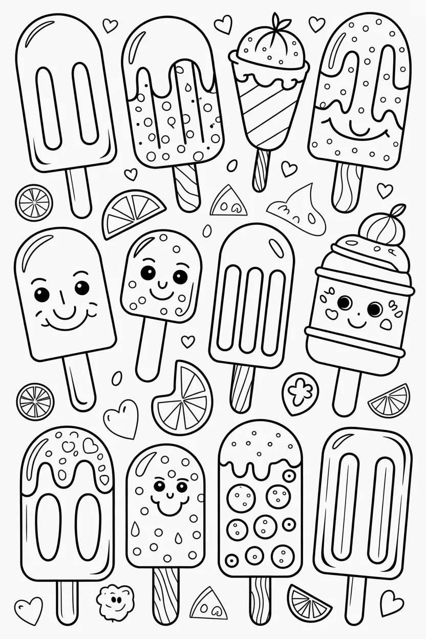 Popsicles Design 2 - Popsicles Coloring Pages Free Printable for Kids