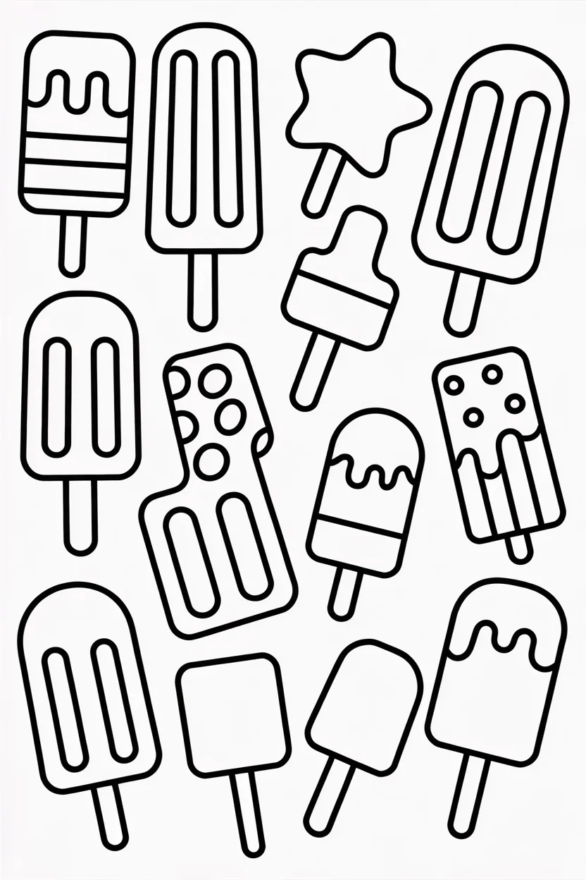 Popsicles Design 3 - Popsicles Coloring Pages Free Printable for Kids