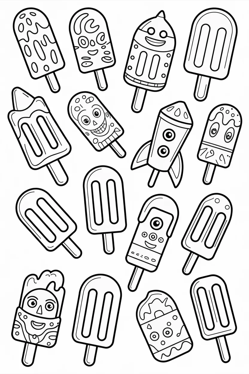 Popsicles Design 4 - Popsicles Coloring Pages Free Printable for Kids