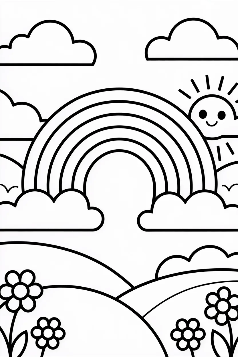 Rainbow Design 1 - Rainbow Coloring Pages Free Printable - Pack
