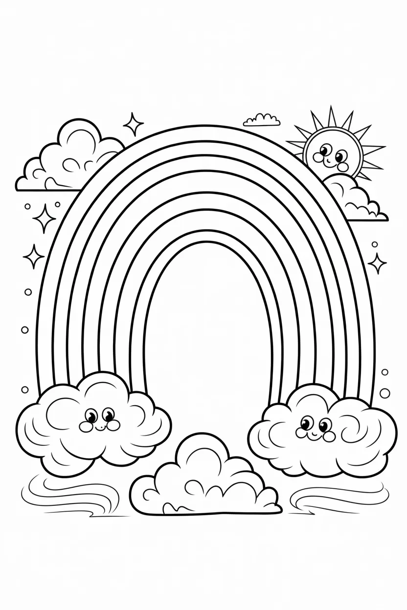 Rainbow Design 2 - Rainbow Coloring Pages Free Printable - Pack
