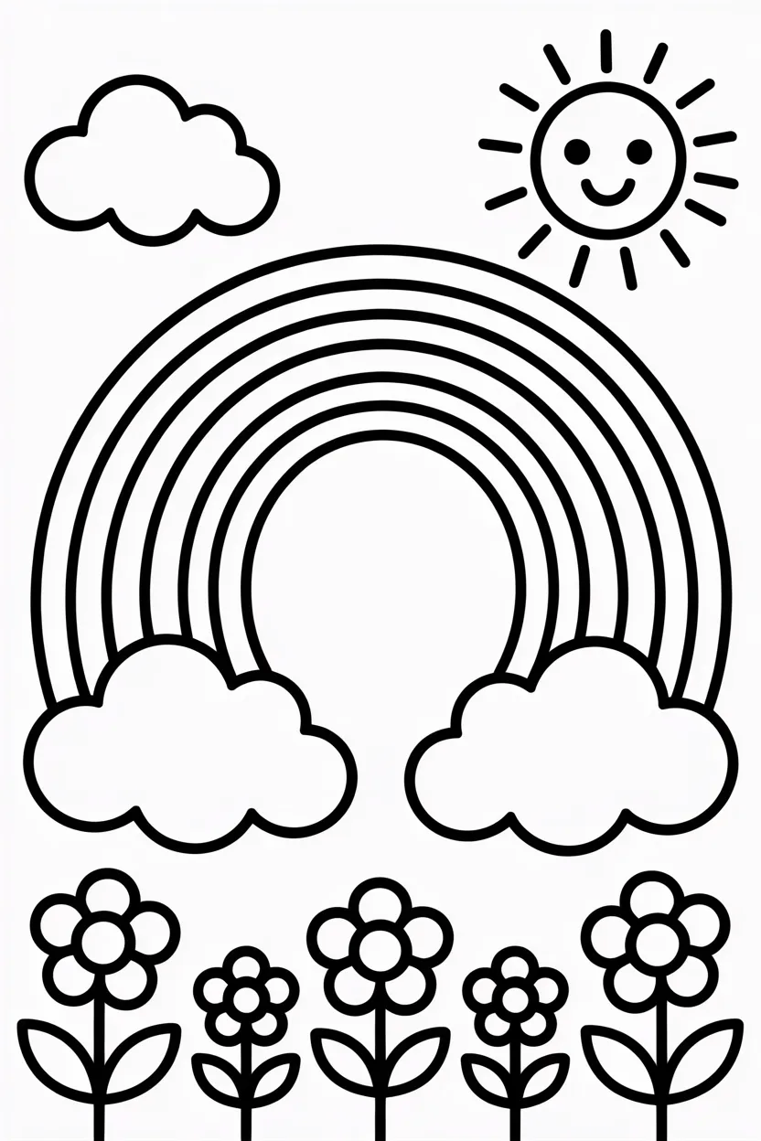 Rainbow Design 3 - Rainbow Coloring Pages Free Printable - Pack