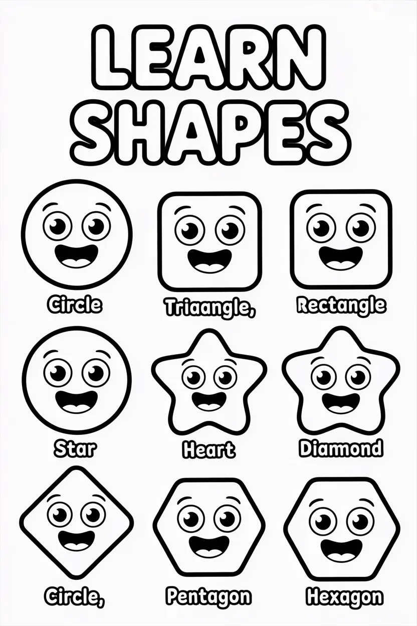 Shapes Design 1 - Shapes Coloring Pages Free Printable for Kids - Educationa