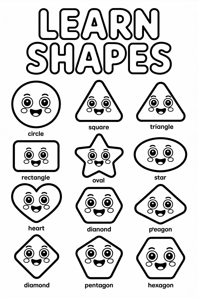 Shapes Design 3 - Shapes Coloring Pages Free Printable for Kids - Educationa