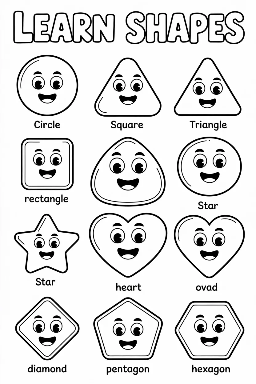 Shapes Design 4 - Shapes Coloring Pages Free Printable for Kids - Educationa