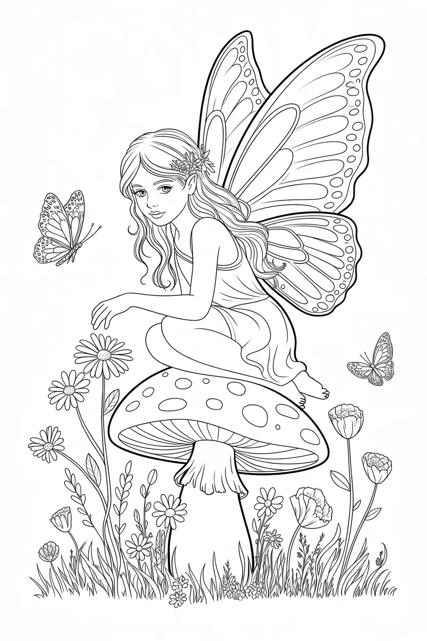 Small fairy Design 1 - Small fairy coloring pages Free Printable - Creative
