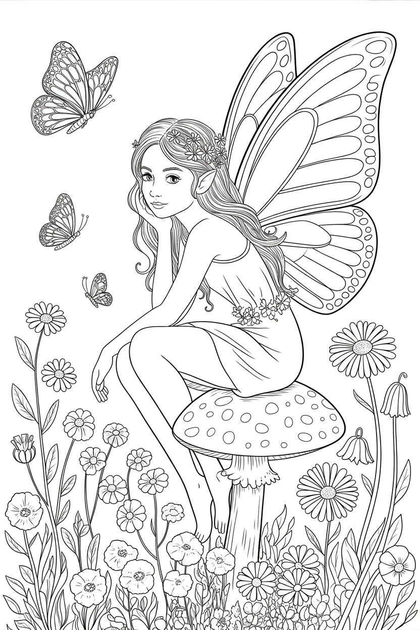 Small fairy Design 1 - Small fairy coloring pages Free Printable - Creative (2)