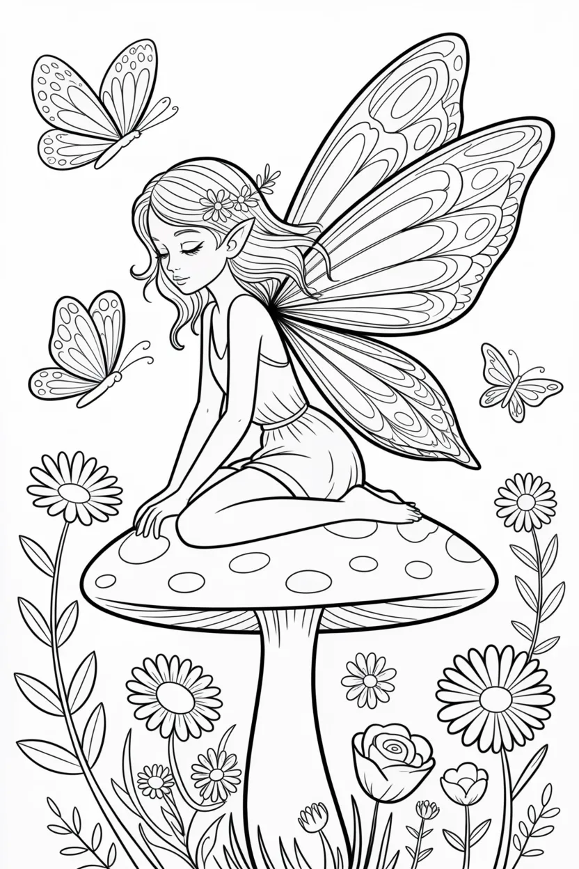Small fairy Design 3 - Small fairy coloring pages Free Printable - Creative