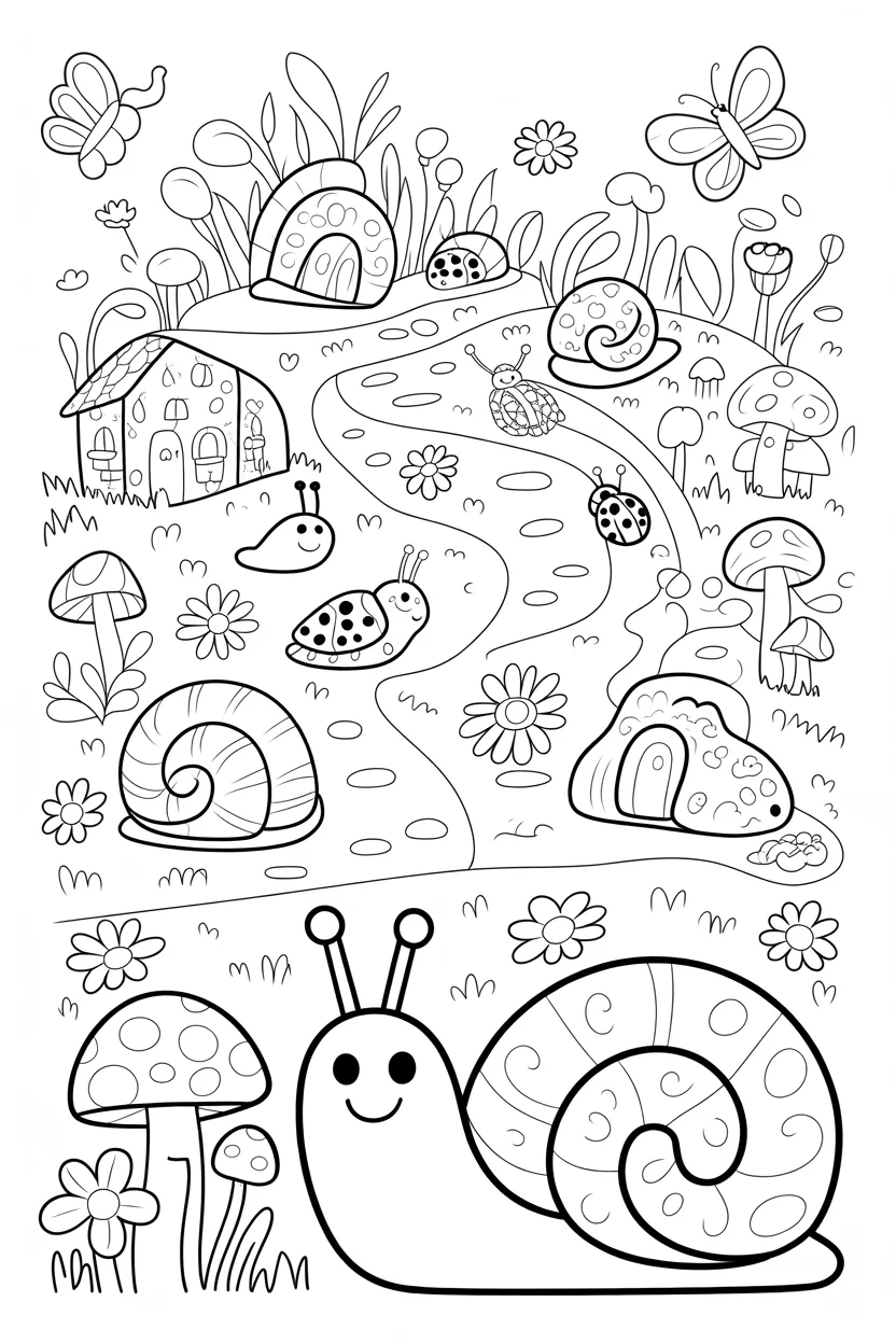 Snails Design 3 - Snails Coloring Pages Free Printable for Kids - Cute