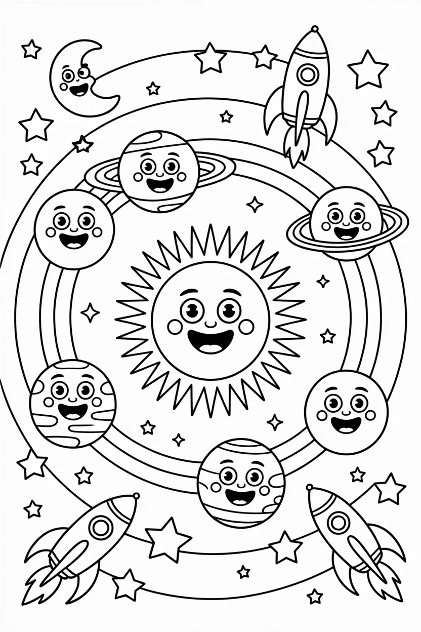 Solar system Design 1 - Solar System Coloring Pages Free Printable