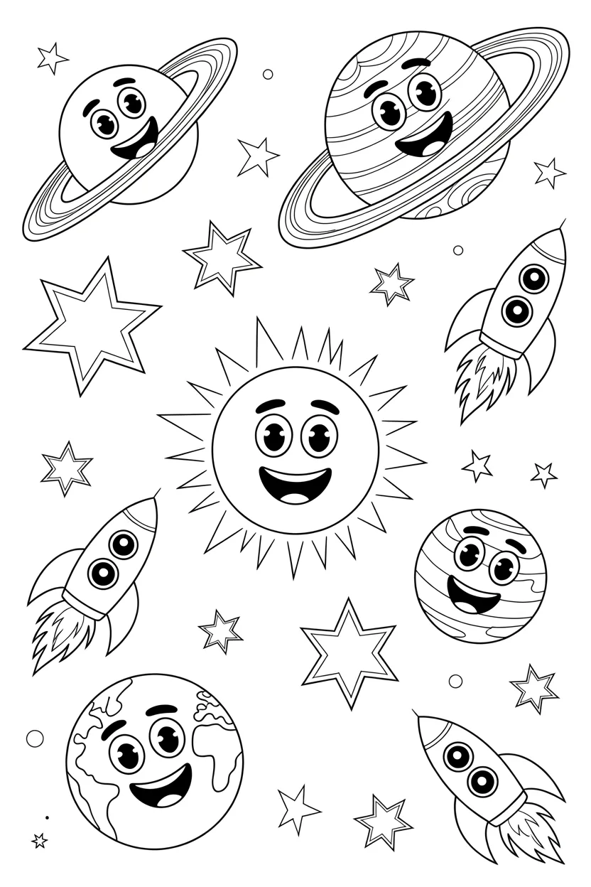 Solar system Design 1 - Solar System Coloring Pages Free Printable (2)