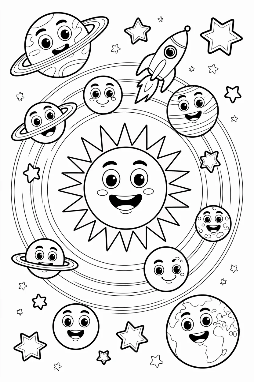 Solar system Design 1 - Solar System Coloring Pages Free Printable (3)