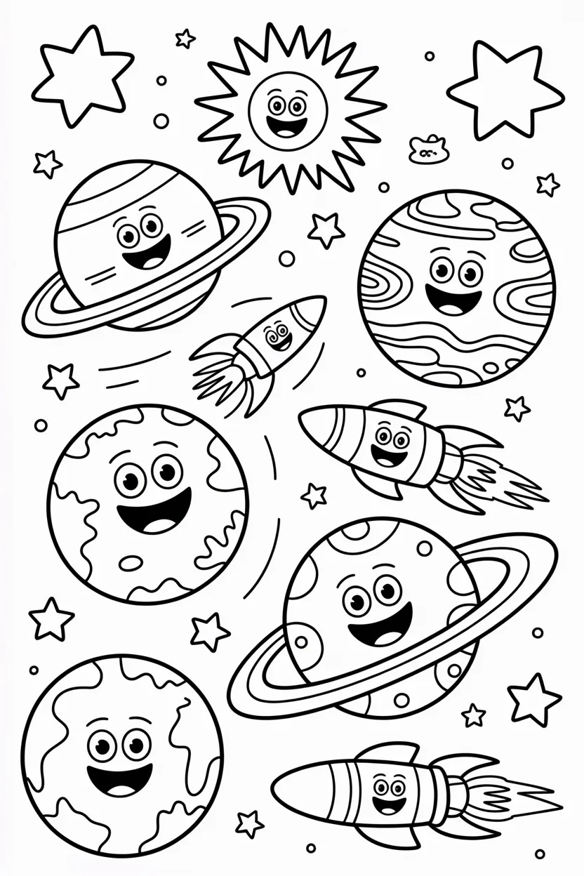 Solar system Design 1 - Solar System Coloring Pages Free Printable (4)