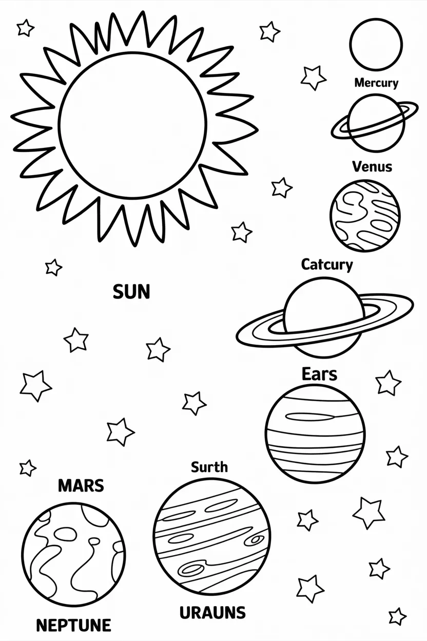 Solar system Design 2 - Solar System Coloring Pages Free Printable for Kids (4)